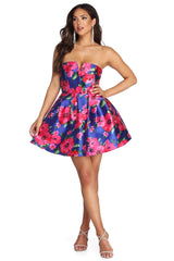 Nancy Floral Satin Party Dress