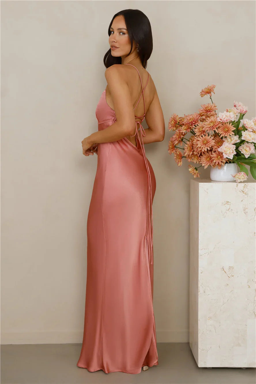 The Samara Satin Maxi Dress Rose